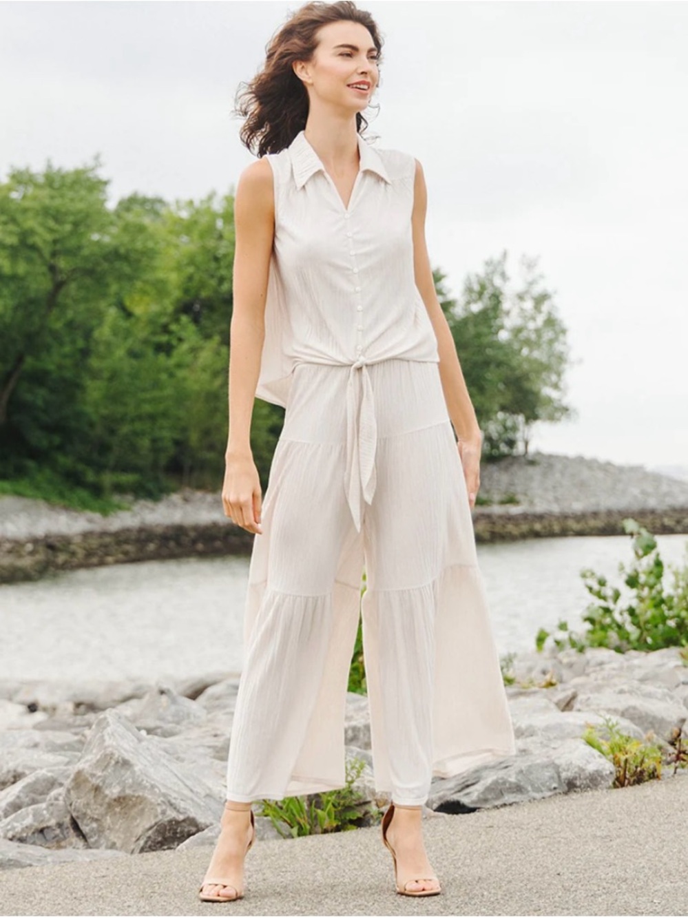 NWT Clara Sun Woo Tiered Skirt Pant Ivory size Small